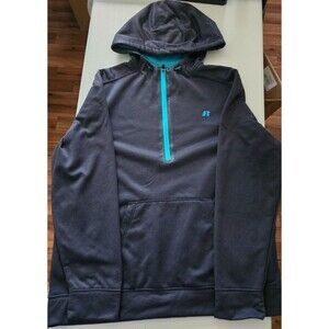 Russell Athletic Hoodie 1/4 Zip Kangaroo Pocket Blue and‎ Teal Men's Size XL
